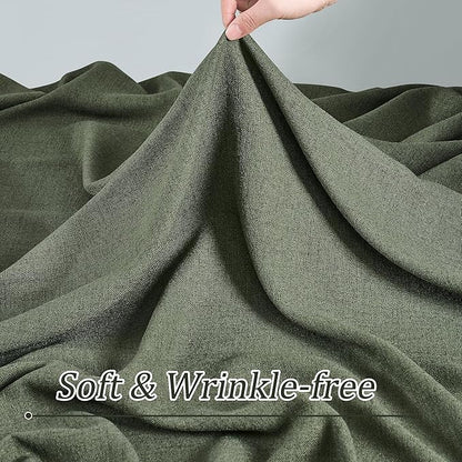 RAIN CITY Olive Green Curtains Pinch Pleated, Linen Sheer Curtain 84 Inches - Image 7
