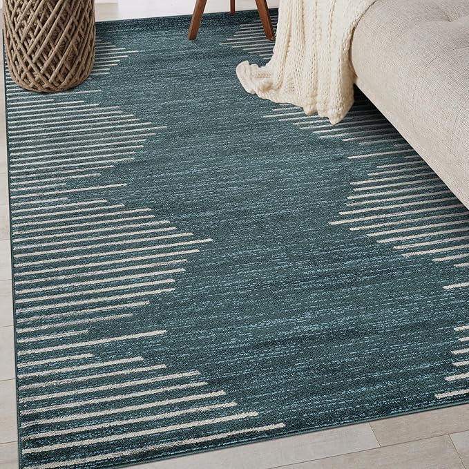 Rugshop Bohemian Stripe Stain Resistant High Traffic Living Room Kitchen - Image 8