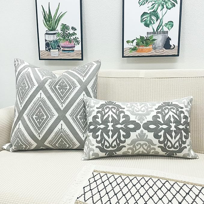 Slow Cow Embroidery Throw Pillow Cover Decorative Cushion Cover 20 x 20 Inch - Image 2