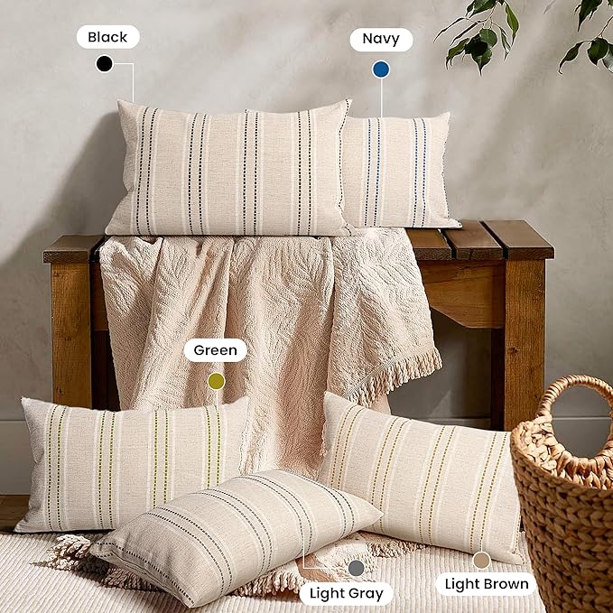AELS 12x20 Decorative Farmhouse Linen Throw Pillow Covers, Boho Textured Pillow - Image 6