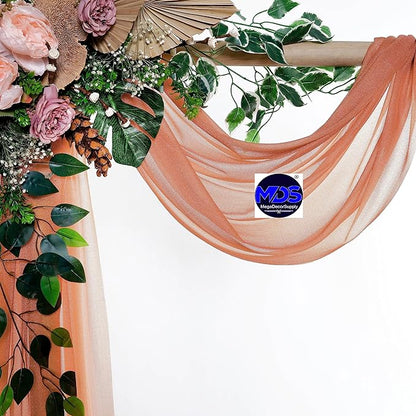 MDS Halloween Chiffon Draping Fabric - 2 Panel, 30" Wide x 50ft Long - Sheer Spooky Arbor & Canopy Drapery for Haunted House Backdrops, Party Ceilings, DIY Costumes & Themed Events - Coral Peach (Pack of 2)