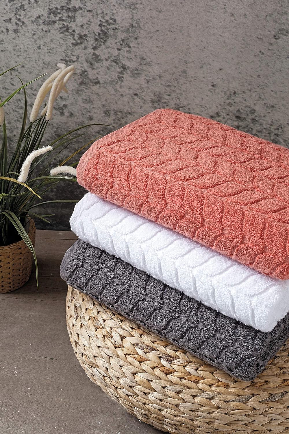 BAGNO MILANO Turkish Cotton Bath Towels, Hand Towels - Soft Plush Jacquard Co...