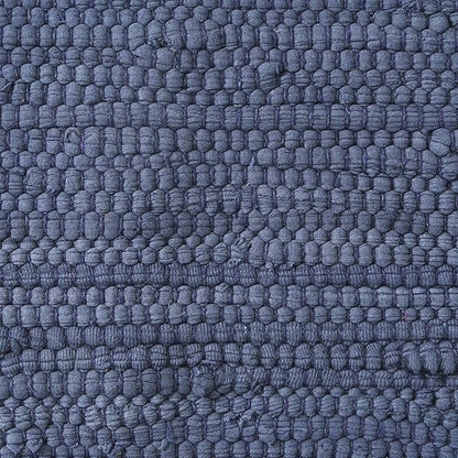 LR Home Indigo Bordered Transitional Hand-Loomed Cotton Pouf - Image 7