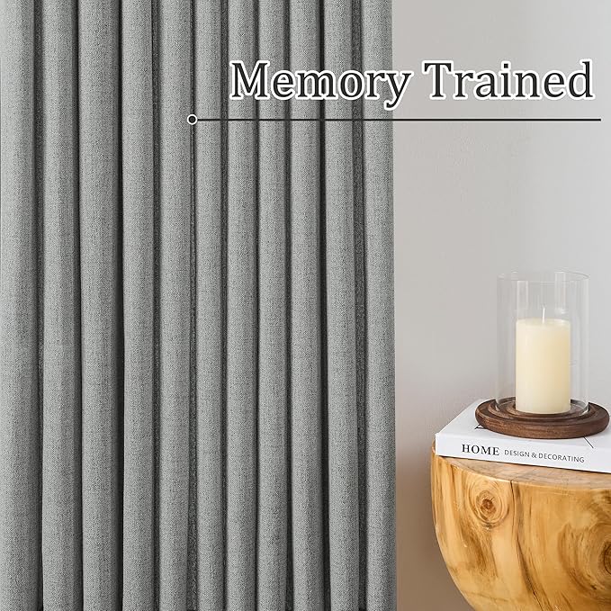 RAIN CITY Grey Linen Curtains 105 Inch Length 2 Panels, Soft Thick Linen - Image 3