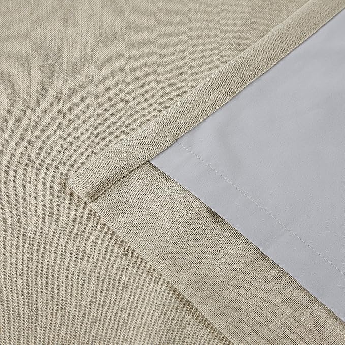 Vision Home Sand Pinch Pleated Full Blackout Curtains Linen Blended Room - Image 7