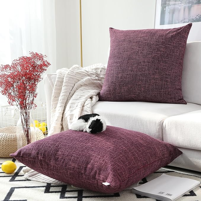 Kevin Textile Faux Linen Square 2 Tone Woven Throw Pillow Sham Cushion Case by KevinTextile