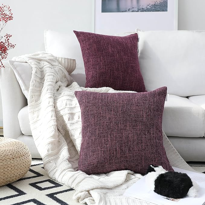 Kevin Textile Faux Linen Square 2 Tone Woven Throw Pillow Sham Cushion Case - Image 2