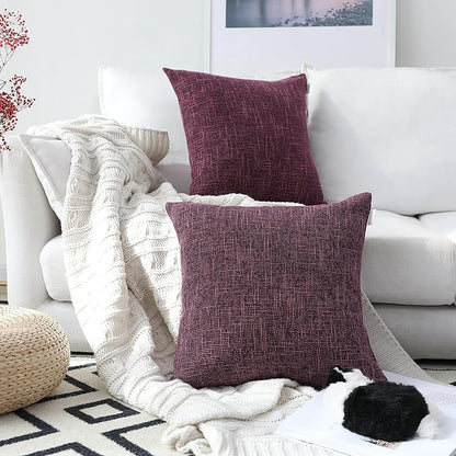 Kevin Textile Faux Linen Square 2 Tone Woven Throw Pillow Sham Cushion Case - Image 2