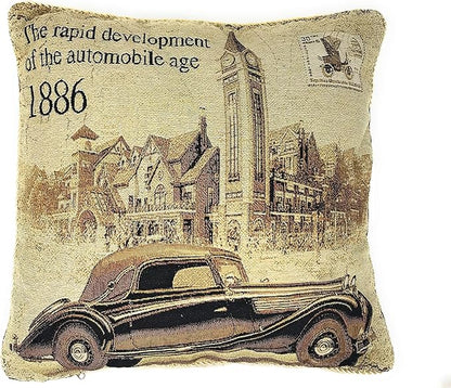 Tache British Brown Car Benz 1 Piece A Drive into Town 18 x 18 Inch Throw by TacheHomeFashion