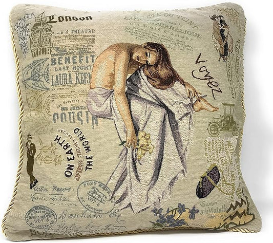 Tache Tapestry Throw Pillow Cover 1 Piece 18" by 18" Square Vintage French by TacheHomeFashion