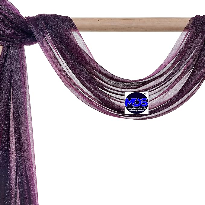 MDS Halloween Chiffon Draping Fabric - 2 Panel, 30" Wide x 100ft Long - Sheer Spooky Arbor & Canopy Drapery for Haunted House Backdrops, Party Ceilings, DIY Costumes & Themed Events - Eggplant (Pack of 2)