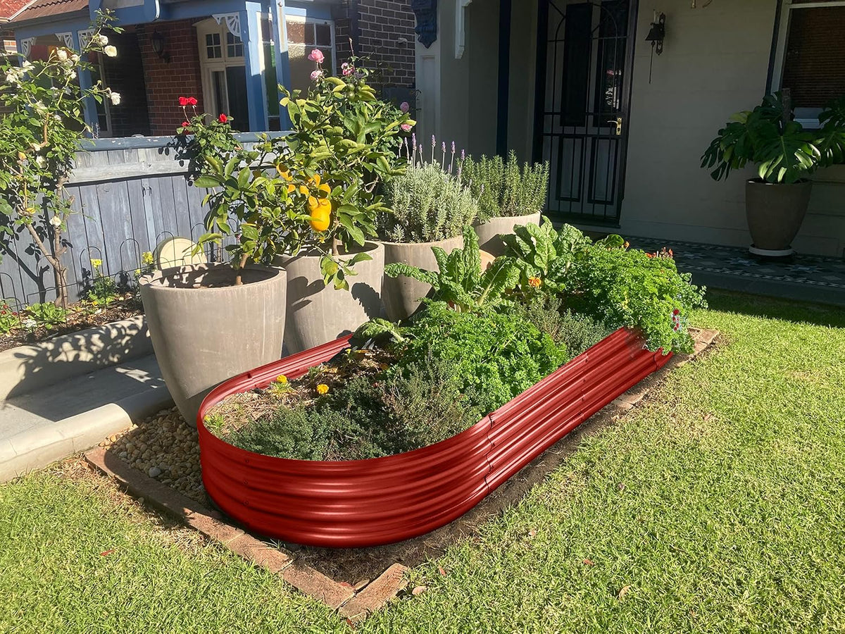 land guard galvanized raised garden bed kit, planter showing dimensions
