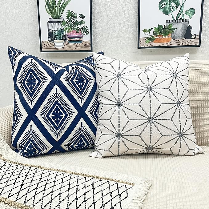 Slow Cow Embroidery Cushion Cover Decorative Invisible Zipper Throw Pillow Cover - Image 3