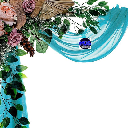 MDS Halloween Chiffon Draping Fabric - 2 Panel, 30" Wide x 30ft Long - Sheer Spooky Arbor & Canopy Drapery for Haunted House Backdrops, Party Ceilings, DIY Costumes & Themed Events - Peacock Blue (Pack of 2)