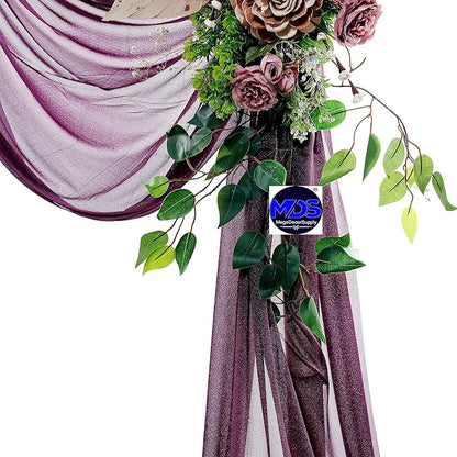 MDS Halloween Chiffon Draping Fabric - 2 Panel, 30" Wide x 100ft Long - Sheer Spooky Arbor & Canopy Drapery for Haunted House Backdrops, Party Ceilings, DIY Costumes & Themed Events - Eggplant (Pack of 2)
