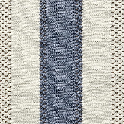 ZeeMart Macrame Style Bicolor Stitching Table Runner, 12 x 90 Inch Blue/Ivory - Image 6