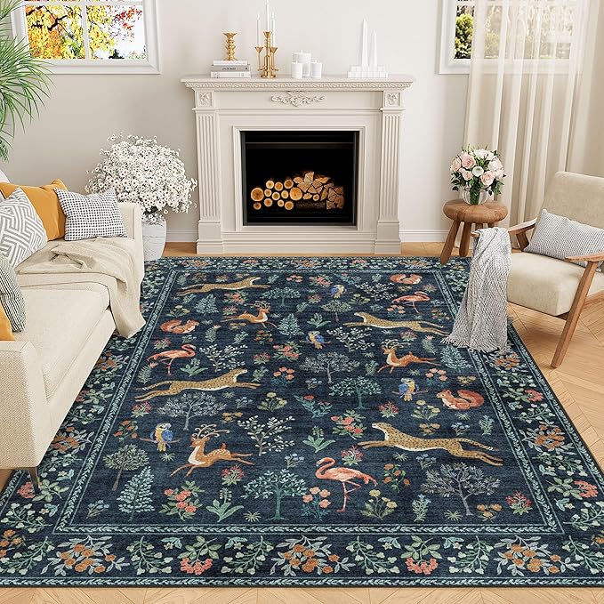 DUKINO 9x12 Rug, Washable Animal Living Room Rug by DUKINO
