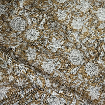 100% Pure Cotton Handblock Printed Throw Blanket, Soft 50" x 60" Fringed Floral - Image 4