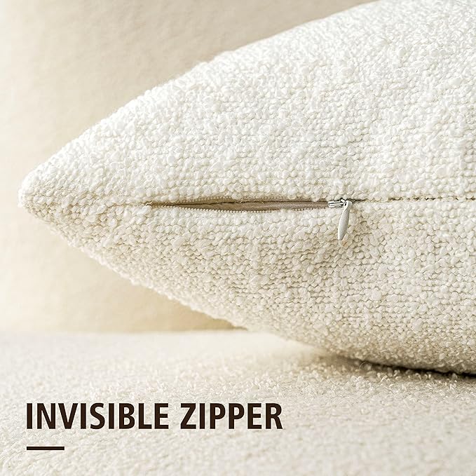Foindtower Pack of 2 Textured Boucle Throw Pillow Covers Accent Solid Pillow - Image 2