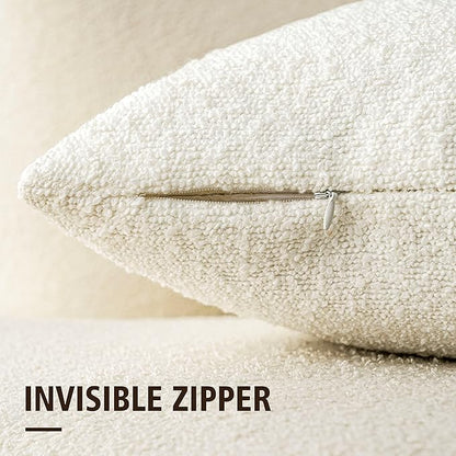 Foindtower Pack of 2 Textured Boucle Throw Pillow Covers Accent Solid Pillow - Image 2