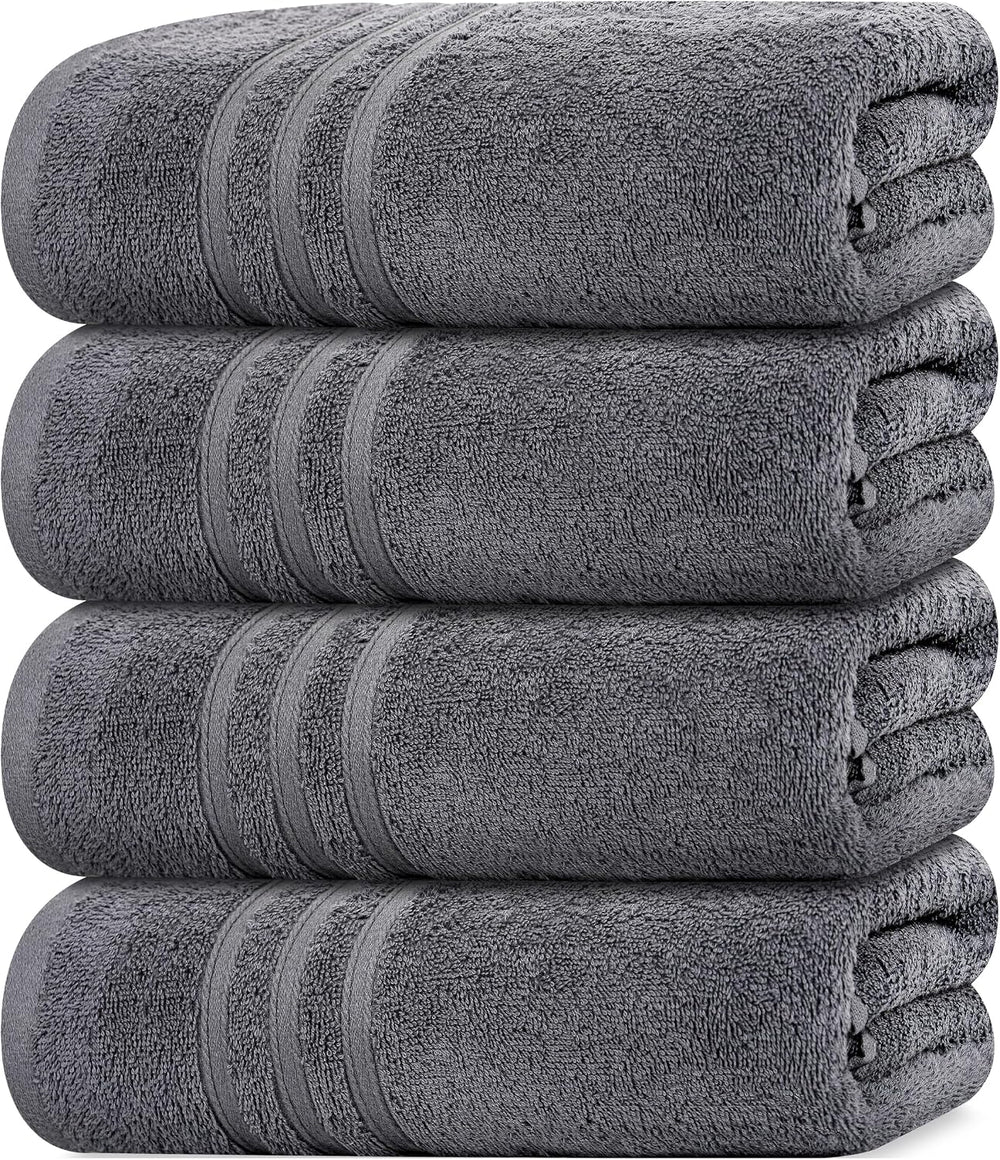 Tens Towels 4 Piece Bath Towels 27x54 Inches, Dark Grey