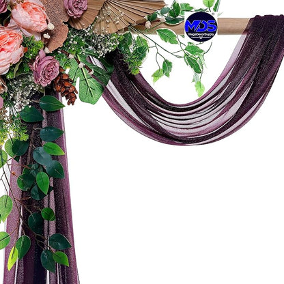 MDS Halloween Chiffon Draping Fabric - 2 Panel, 30" Wide x 100ft Long - Sheer Spooky Arbor & Canopy Drapery for Haunted House Backdrops, Party Ceilings, DIY Costumes & Themed Events - Eggplant (Pack of 2)