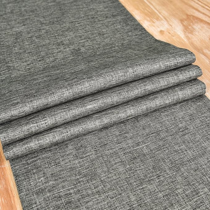 NEWISHER Farmhouse Rustic Table Runner Dark Grey Rectangular Table Runners Faux - Image 5