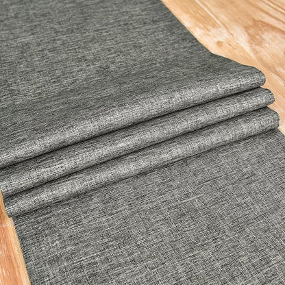 NEWISHER Farmhouse Rustic Table Runner Dark Grey Rectangular Table Runners Faux - Image 5