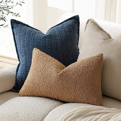 Foindtower Pack of 2 Textured Boucle Throw Pillow Covers Accent Solid Lumbar - Image 5