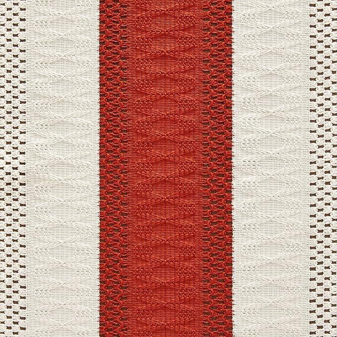 ZeeMart Macrame Style Bicolor Stitching Table Runner, 14 x 90 Inch Orange/Ivory - Image 6
