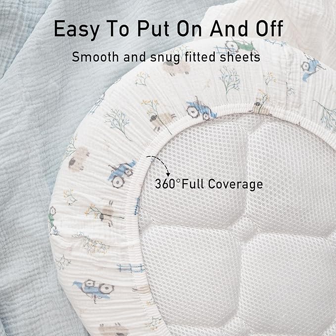 Gllquen Baby Muslin Bassinet Sheets 3 Pack, Breathable Elastic Cozy Fitted - Image 6