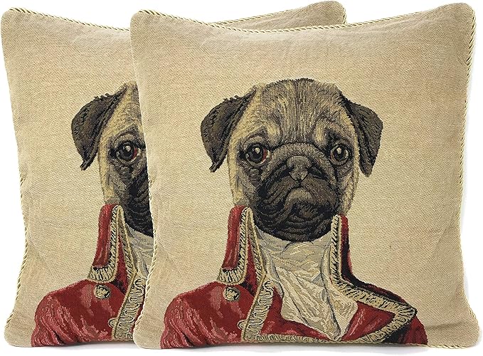 Pug Renaissance Dog Throw Pillow Cover by TacheHomeFashion