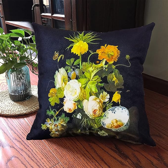 Vintage Floral Bouquet 28x28 Plush Throw Pillow Case, Double-Sided Printed - Image 2