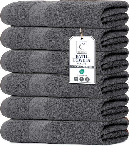texcraft medium size bath towels set of 6, main product view