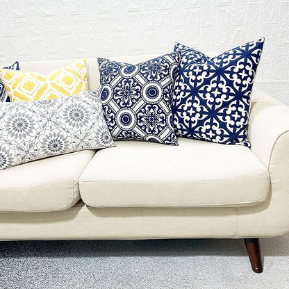 Slow Cow Canvas Embroidery Decorative Throw Pillow Cover Navy Blue Cushion Cover - Image 6