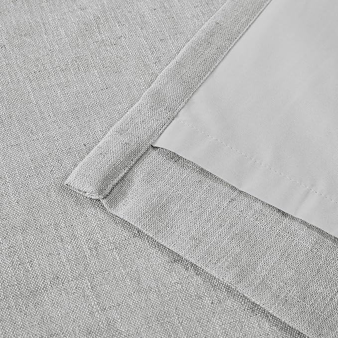 Vision Home Light Gray Pinch Pleated Full Blackout Curtains Linen Blended - Image 7