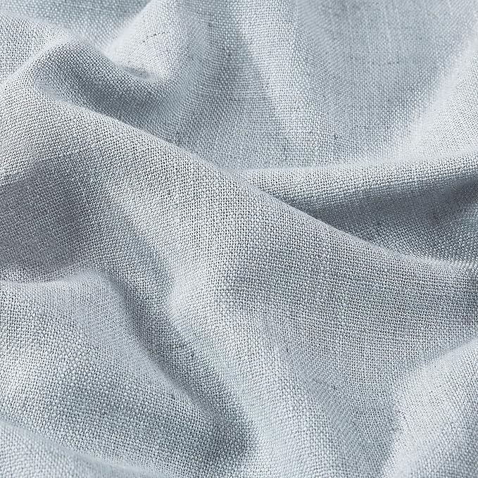 Vision Home Blue Gray Pinch Pleated Full Blackout Curtains Linen Blended Room - Image 8