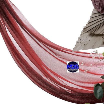 MDS Halloween Chiffon Draping Fabric - 2 Panel, 30" Wide x 50ft Long - Sheer Spooky Arbor & Canopy Drapery for Haunted House Backdrops, Party Ceilings, DIY Costumes & Themed Events - Apple Red (Pack of 2)