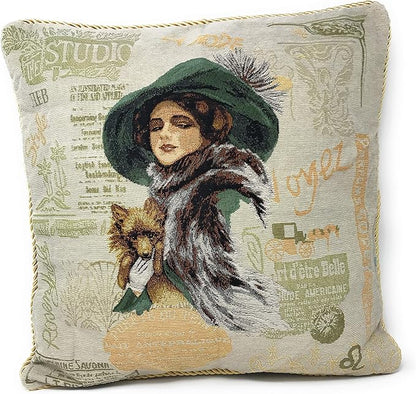 Tache 1 Pc Square Adorable Puppy's Day Out Cushion Throw Pillow Cover by TacheHomeFashion