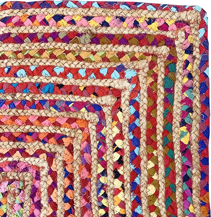 Ramanta Home Jute Chindi Braided Rug Boho 24x36 Inch Natural Multi Farmhouse - Image 6