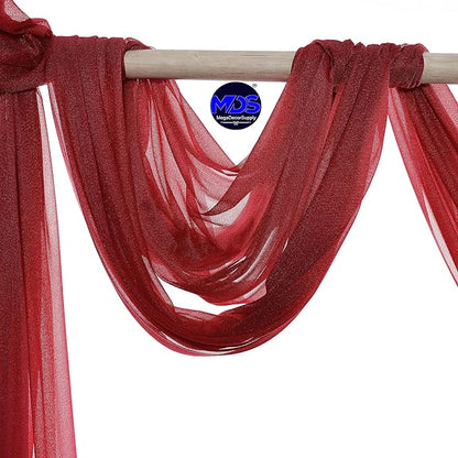 MDS Halloween Chiffon Draping Fabric - 2 Panel, 30" Wide x 50ft Long - Sheer Spooky Arbor & Canopy Drapery for Haunted House Backdrops, Party Ceilings, DIY Costumes & Themed Events - Apple Red (Pack of 2)