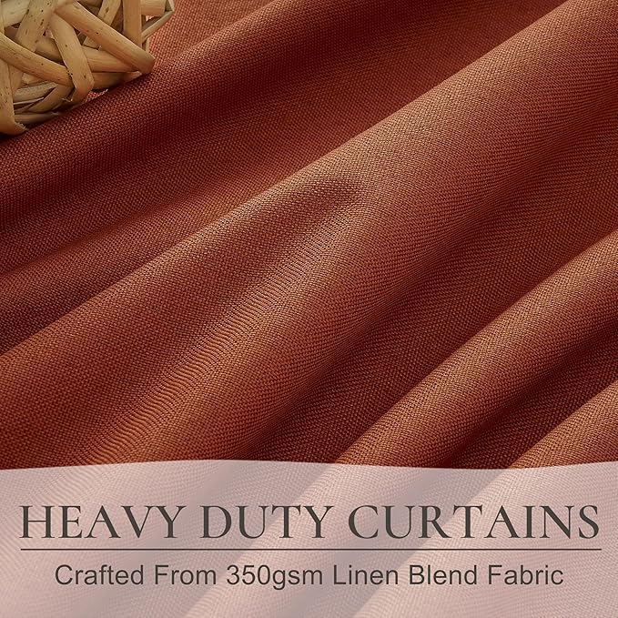 Fall Burnt Orange Curtains Blackout 96 Inches Long 2 Panels Set, Terracotta - Image 4
