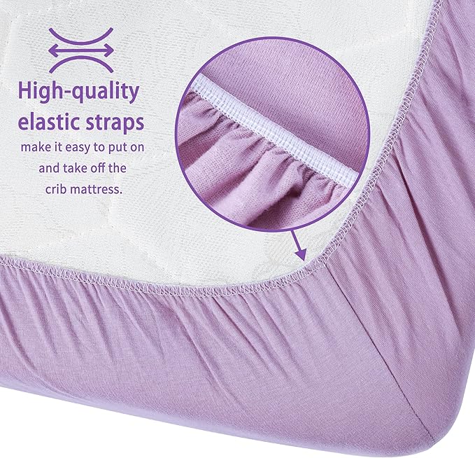 Crib Sheets for Boys Girls, 100% Cotton Fitted Crib Sheet 2 Pack for Standard - Image 5