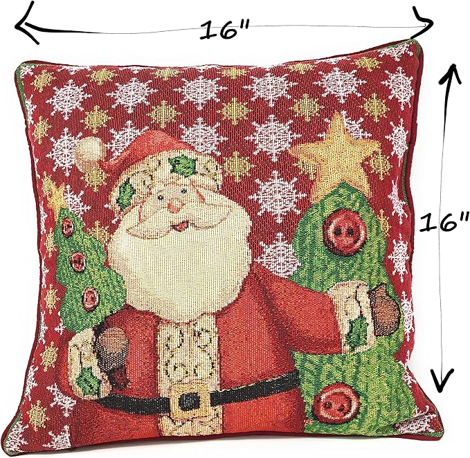 Tache 2 Piece 16" X 16" Festive Tapestry Christmas Cute Santa Claus is Coming - Image 3