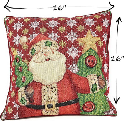 Tache 2 Piece 16" X 16" Festive Tapestry Christmas Cute Santa Claus is Coming - Image 3