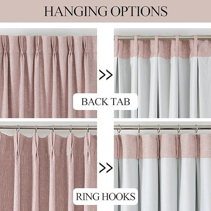 Vision Home Pink Pinch Pleated Total Blackout Curtains Room Darkening Window - Image 4