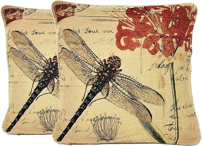 Tache 2 Piece 18 x 18 inch Square Exotic Vintage European Fly High Dragonfly by TacheHomeFashion