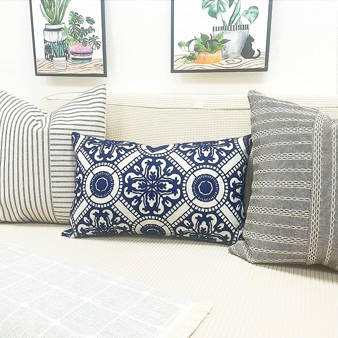 Slow Cow Linen Embroidery Lumbar Throw Pillow Cover Cushion Cover Floral - Image 5
