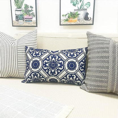 Slow Cow Linen Embroidery Lumbar Throw Pillow Cover Cushion Cover Floral - Image 5