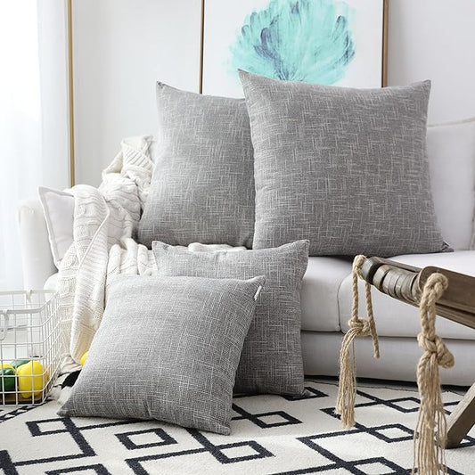 Kevin Textile 2 Pack Decorative Linen Throw Pillow Covers, Neutral Outdoor by KevinTextile
